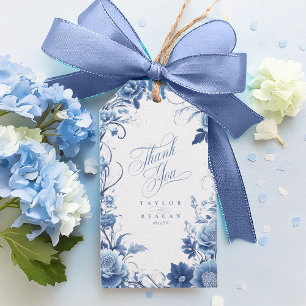 Etiqueta Para Presente Borda Floral de Chinoiserie para Casamento Agradec