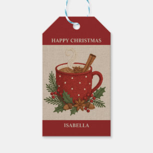 Etiqueta Para Presente Bordado russo Cacau de Natal com canela