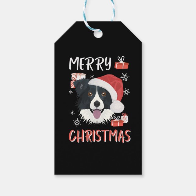 Etiqueta Para Presente Border Collie Christmas (Frente)