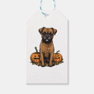 Etiqueta Para Presente Border Terrier Dog Pumpkin Lazy Halloween Party