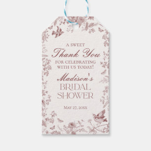 Etiqueta Para Presente Borgonha Toile De Jouy Floral Lembrancinhas de Chá
