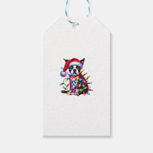 Etiqueta Para Presente Boston Terrier Natal Ilumina Papai Noel Amor