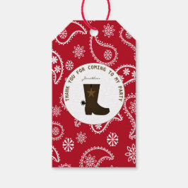 Etiqueta Para Presente Bota de Cowboy com Bandana Vermelha Personaliz