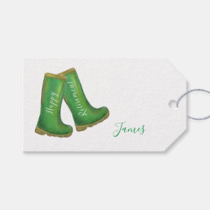 Etiqueta Para Presente Bota de jardinagem verde para aposentadoria feliz