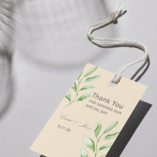Etiqueta Para Presente Botanical Classic Thank You Wedding Favor Tag