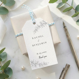 Etiqueta Para Presente Botanical Minimalist Wedding Thank you Black White