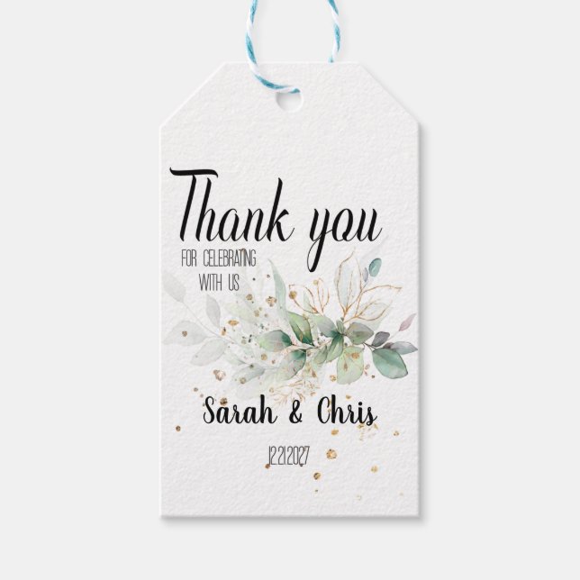 Etiqueta Para Presente Botânico Personalizado Obrigado Favor de Casamento (Frente)