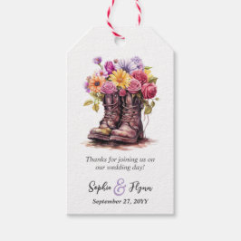 Etiqueta Para Presente Botas Florais Rústicas Agradecimento Casamento Faz