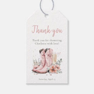 Etiqueta Para Presente Botas Rosa e Taça de Champanhe Bubbly Chá de Noiva