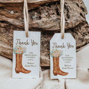 Etiqueta Para Presente Botas Rústicas Country Chá de Noiva Obrigada