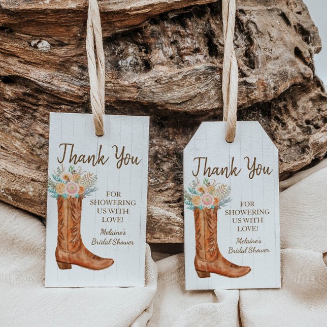 Etiqueta Para Presente Botas Rústicas Country Obrigada Chá de Noiva (Criador carregado)