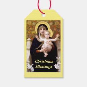 Etiqueta Para Presente Bougereau Jesus e Maria abençoam o Natal