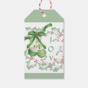 Etiqueta Para Presente Boughes of Holly Light Green Pink