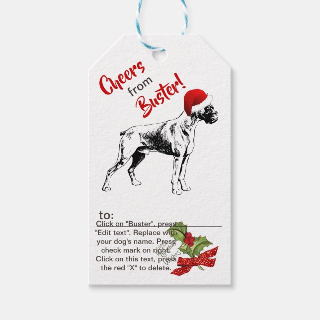 Etiqueta Para Presente Boxer Natal Azevinho Floco de Neve Personalizar (Frente)