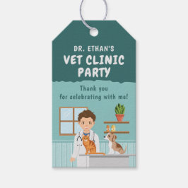 Etiqueta Para Presente Boy Veterinarian Pet Clinic Birthday Thank You