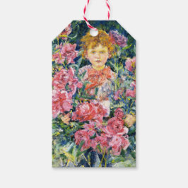 Etiqueta Para Presente Boy With Red Peony Flowers (por Robert Reid)