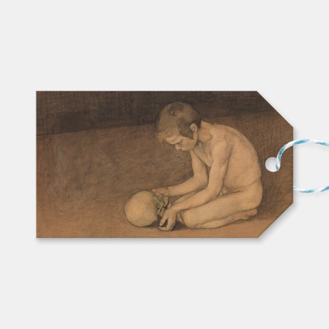 Etiqueta Para Presente Boy with Skull (por Magnus Enckell) (Frente (horizontal))