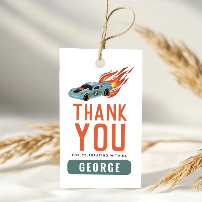 Etiqueta Para Presente Boys Hot Car Birthday | Favor da Raça de Chama leg (Criador carregado)