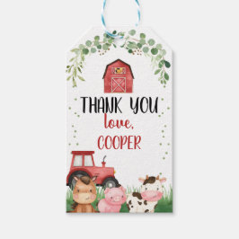 Etiqueta Para Presente Boys Red Barn Trator Fazenda Aniversário Tag