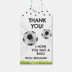 Etiqueta Para Presente Boys Soccer Sports Obrigado Aniversário de criança