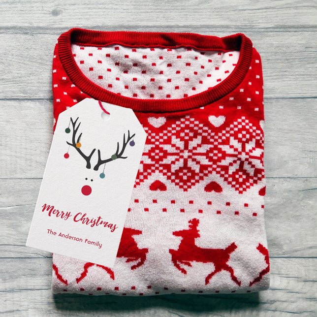 Etiqueta Para Presente Branca de rena de Natal engraçada moderna (Criador carregado)