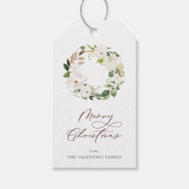 Etiqueta Para Presente Branca Floral Greenery Wreath Natal Dicas