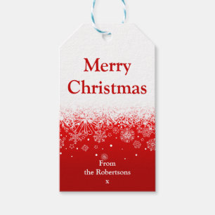 Etiqueta Para Presente Branca Vermelha Moderna Feliz Natal