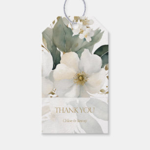 Etiqueta Para Presente Branca Watercolor Floral Obrigado Casamento
