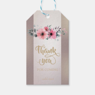 Etiqueta Para Presente Branco chique elegante, ouro, obrigado floral voc