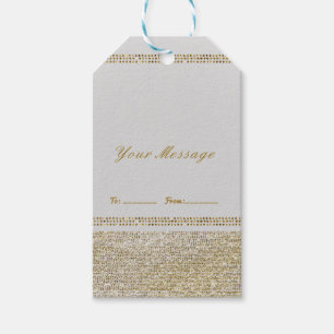 Etiqueta Para Presente Branco & Dourado Brilhante Glam Chic Favor de Fest