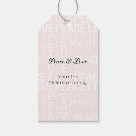 Etiqueta Para Presente Branco Rosa Bege Paz Amor Natal