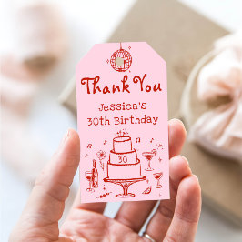 Etiqueta Para Presente Brancos cor-de-rosa, desenhados à mão como coquete