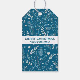 Etiqueta Para Presente Brancos de inverno Botânico Feliz Marcha de Natal