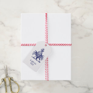 Etiqueta Para Presente Brasão Heráldico DIY Abacaxi Crista SV Azul