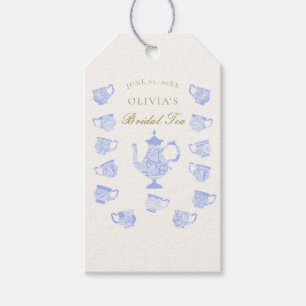 Etiqueta Para Presente Bridal Chá Blue China White Lace Chá Dourado