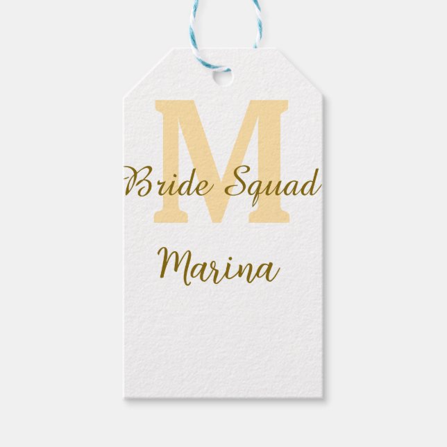Etiqueta Para Presente Bride squad monogram golden bridal shower simple  (Frente)