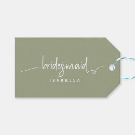 Etiqueta Para Presente Bridesmaid Modern Minimalista Script Sage Verde