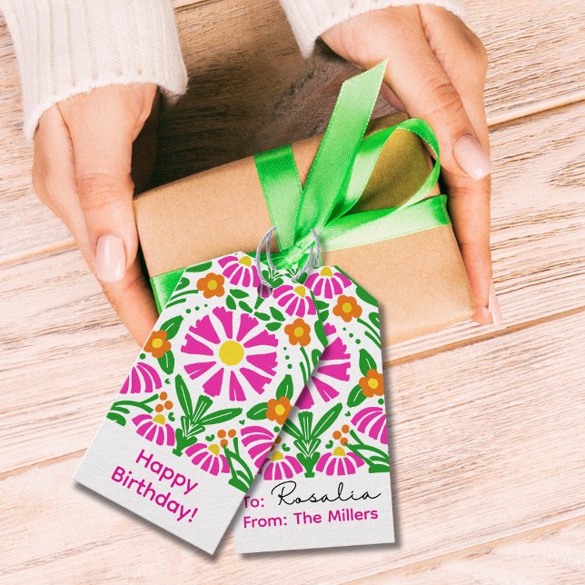 Etiqueta Para Presente Bright Blooms Birthday Cheer! (Criador carregado)