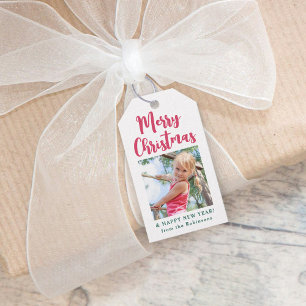 Etiqueta Para Presente Bright Modern Script Feliz Natal Foto Simples