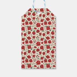Etiqueta Para Presente Bright Red Poinsettias