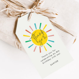 Etiqueta Para Presente Bright Sun Script Aniversário de criança Party Obr