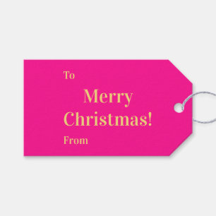 Etiqueta Para Presente Brilhante Feliz Natal Para De Rosa Quente Dourado