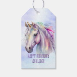 Etiqueta Para Presente Brilho Brilhante de Unicórnio Rosa Púrpura