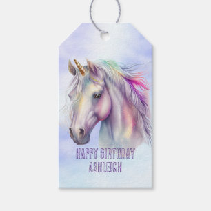 Etiqueta Para Presente Brilho Brilhante de Unicórnio Rosa Púrpura