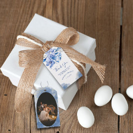 Etiqueta Para Presente Brilho Dourado Azul Poeira Favor de Agradecimento 