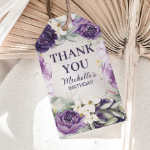 Brilho Floral Branco Roxo de Aniversário de Agrade