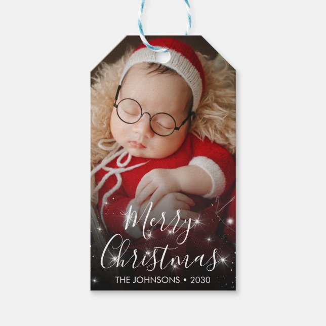 Etiqueta Para Presente Brilho Foto Natal (Frente)