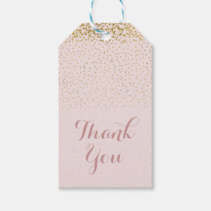 Etiqueta Para Presente Brilho Rosa e Confetes Dourados Favor Moderno Glam