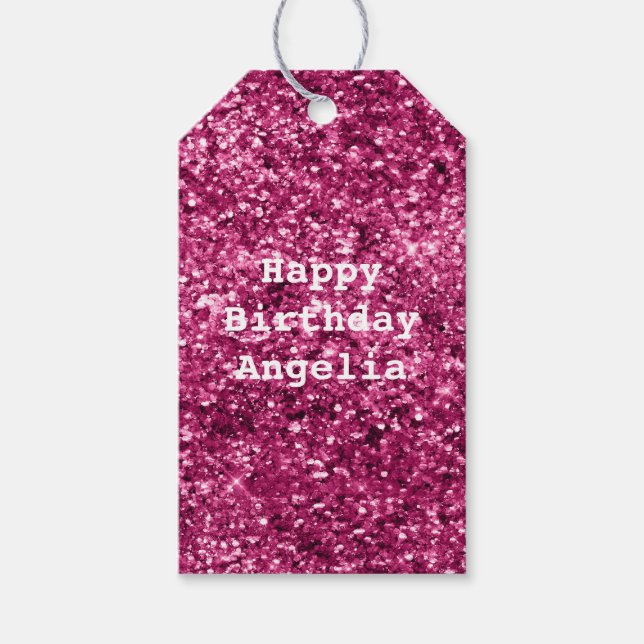 Etiqueta Para Presente Brilho Rosa Glitter (Frente)