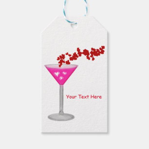 Etiqueta Para Presente Brinde de Cocktail Cor-de-Rosa para o Dia dos Namo